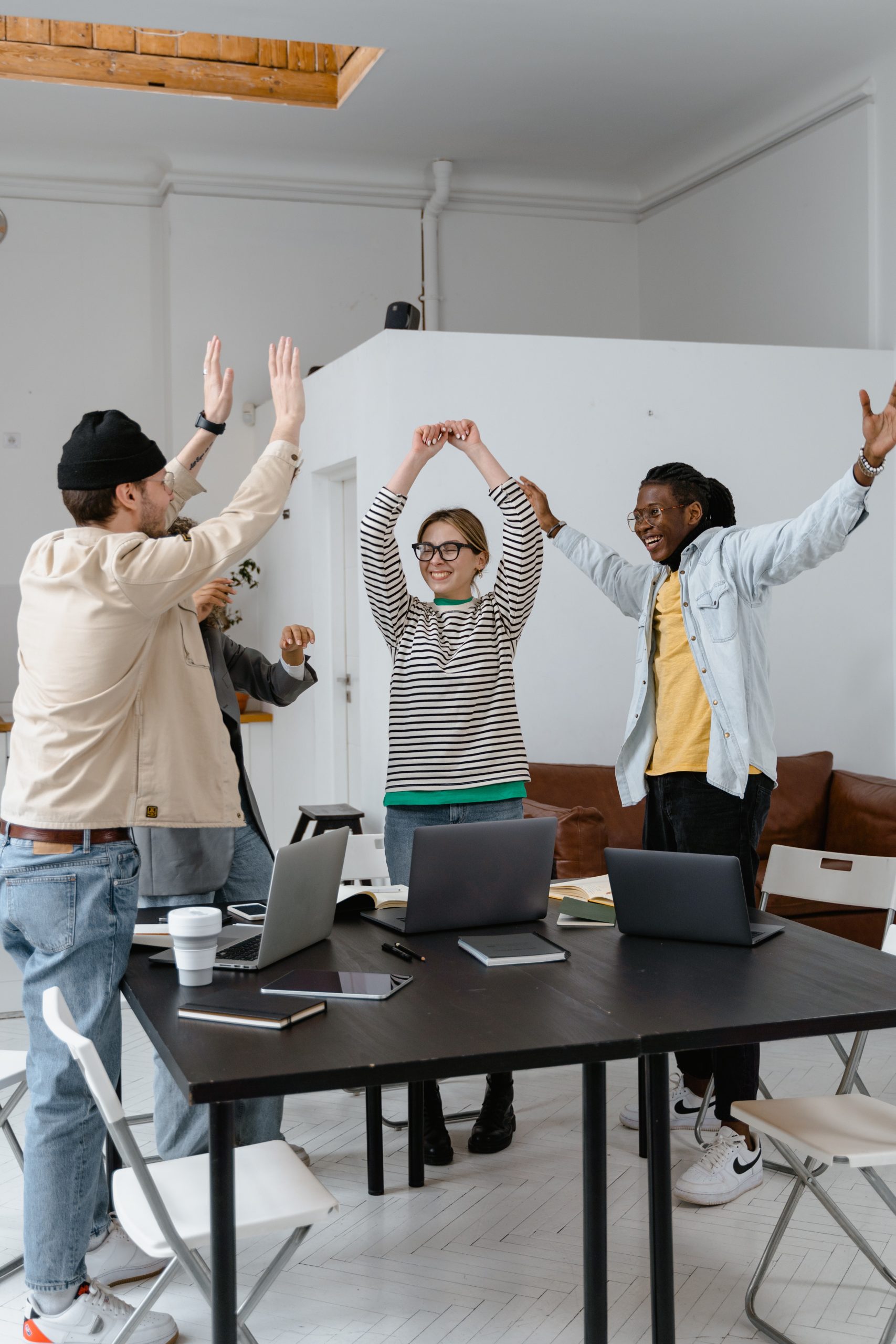 group of students celebrating success